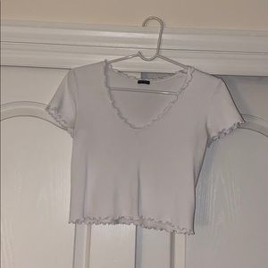 Brandy Melville Jordan Ruffled White Top